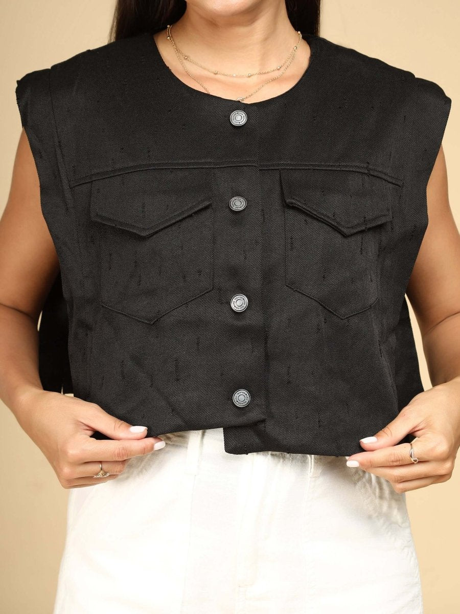 Midnight Edge Sleeveless Vest - LEYR