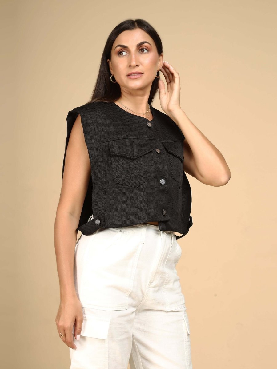 Midnight Edge Sleeveless Vest - LEYR