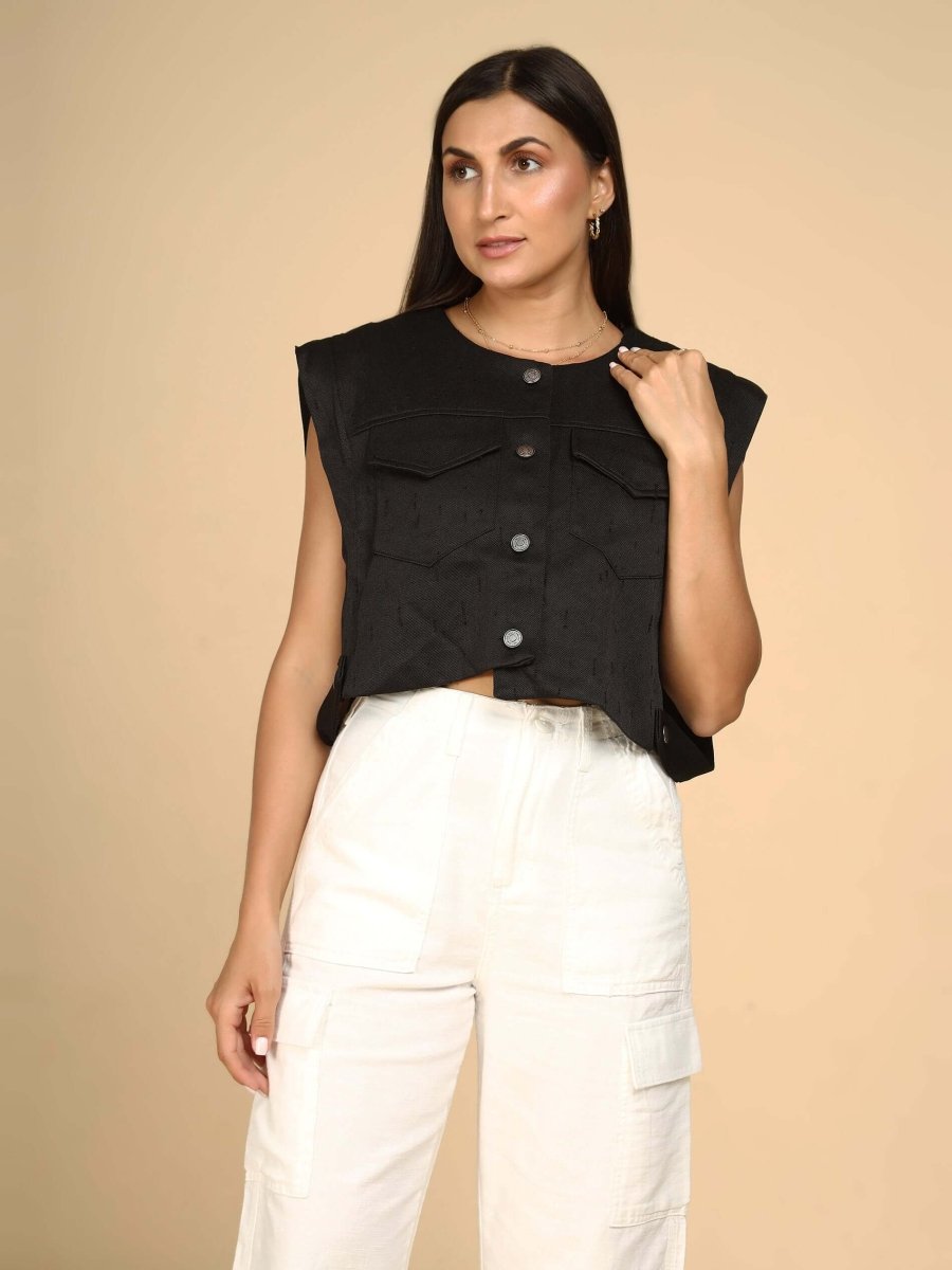 Midnight Edge Sleeveless Vest - LEYR