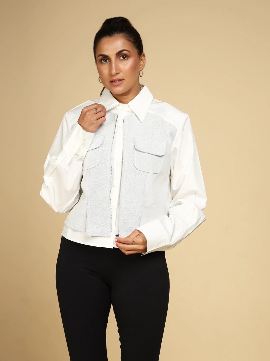 Dual Fabric Shacket - LEYR