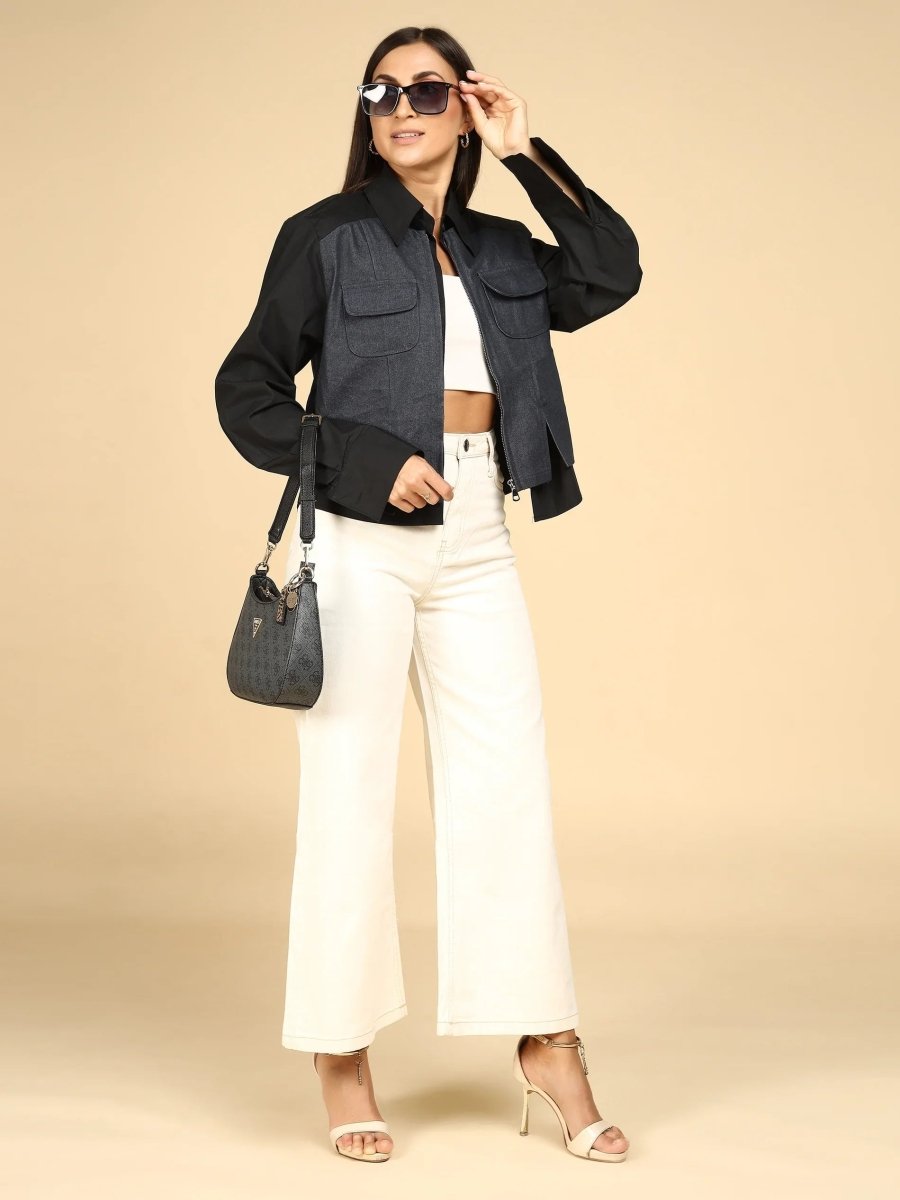 Dual Fabric Shacket - LEYR