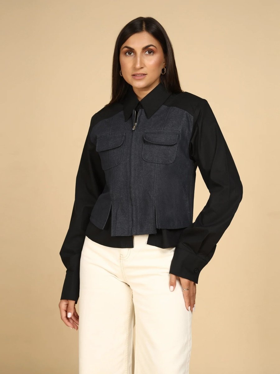 Dual Fabric Shacket - LEYR