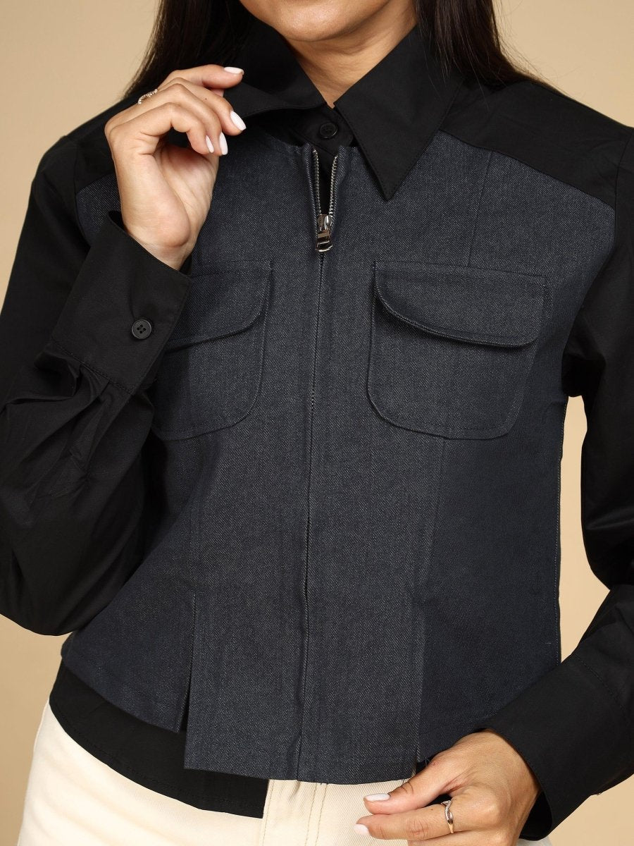 Dual Fabric Shacket - LEYR