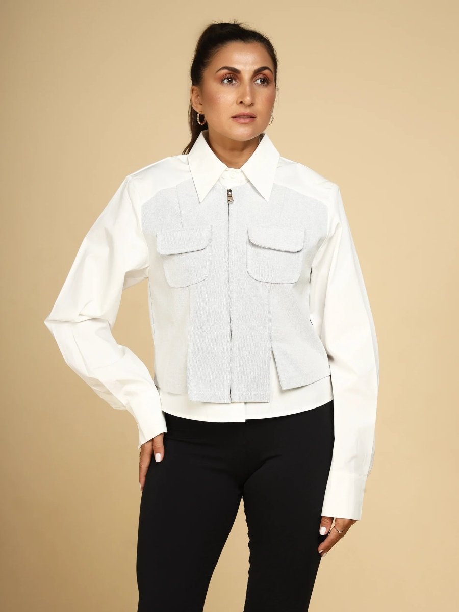 Dual Fabric Shacket - LEYR