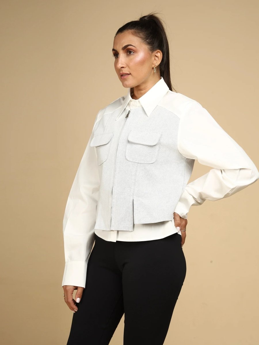 Dual Fabric Shacket - LEYR