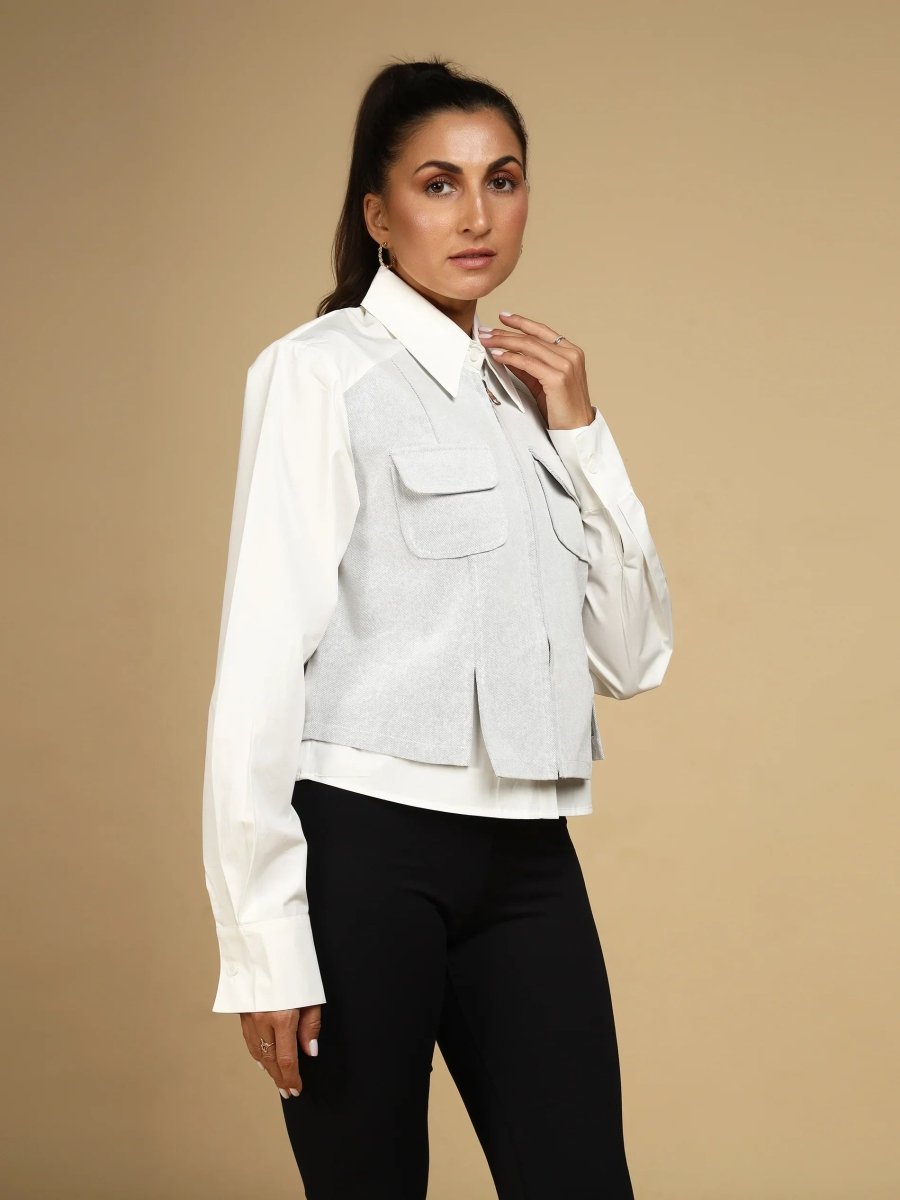 Dual Fabric Shacket - LEYR