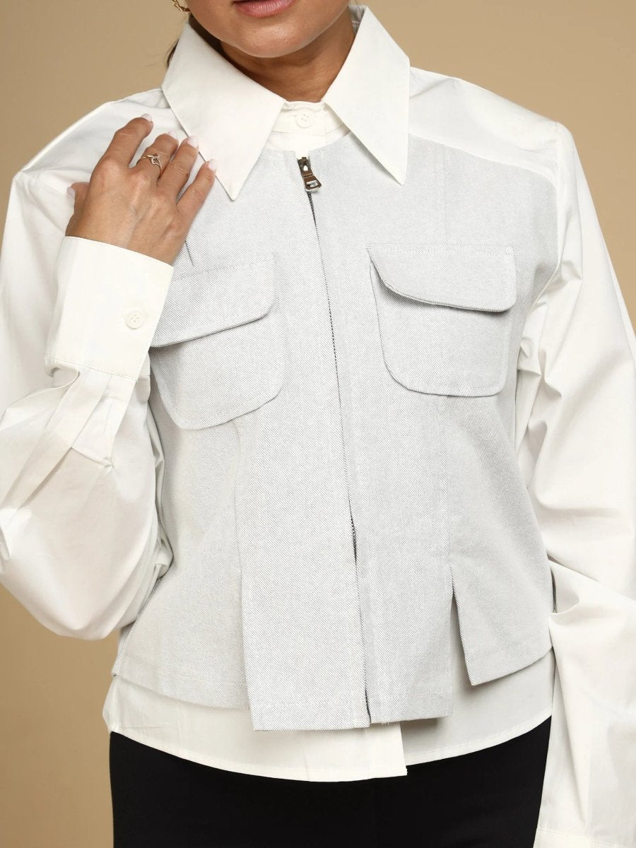 Dual Fabric Shacket - LEYR