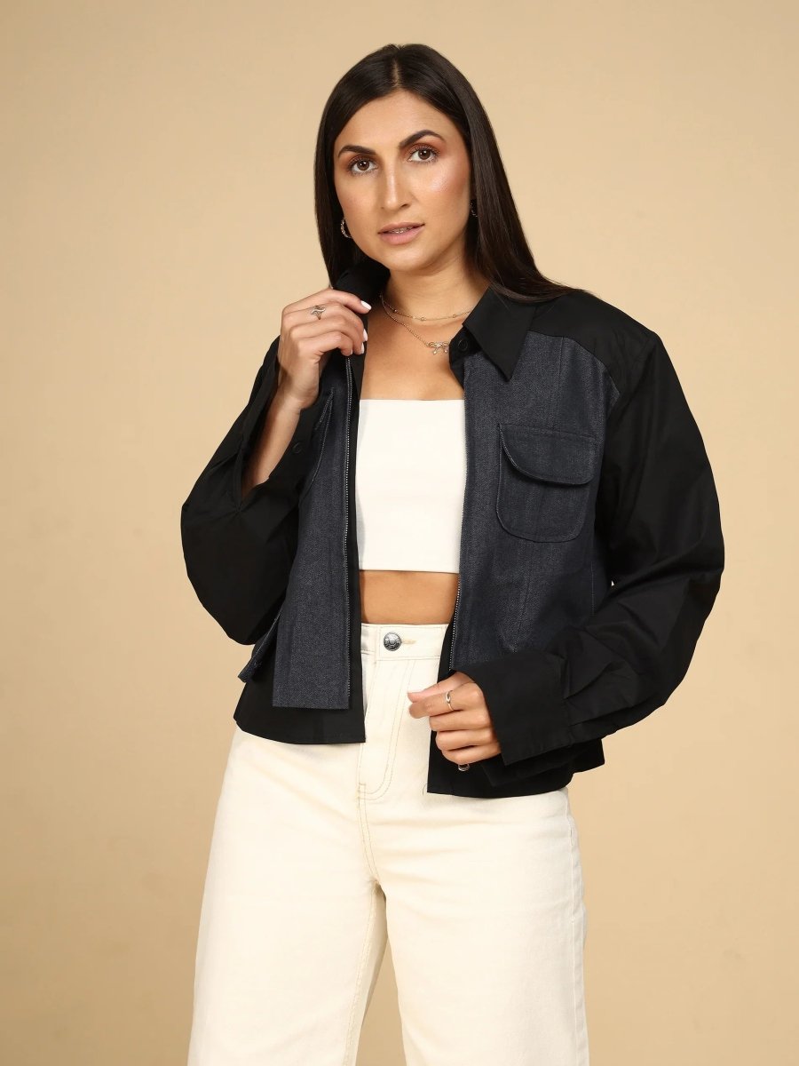 Dual Fabric Shacket - LEYR