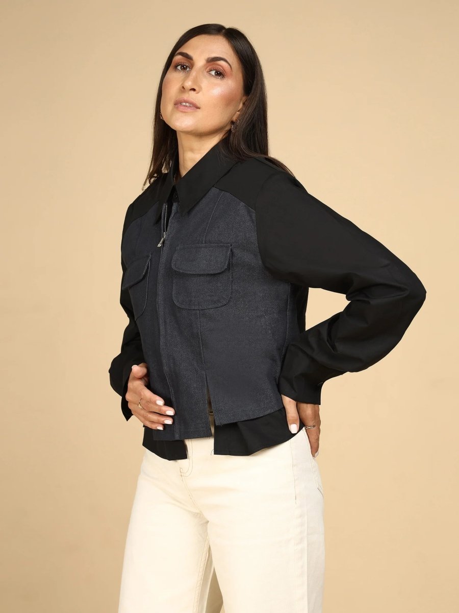 Dual Fabric Shacket - LEYR