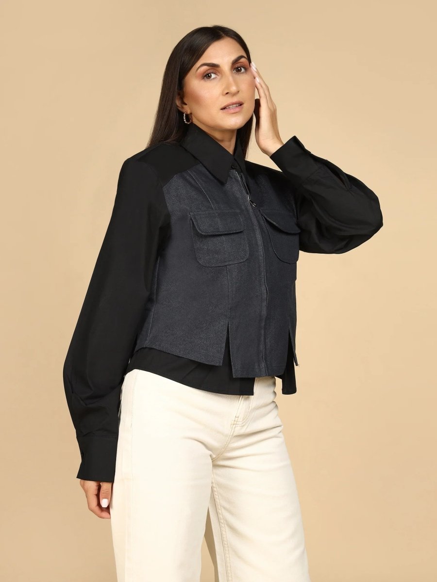 Dual Fabric Shacket - LEYR