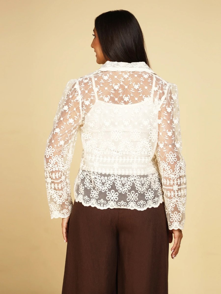 Day-to-Night Cream Lace Shirt - LEYR