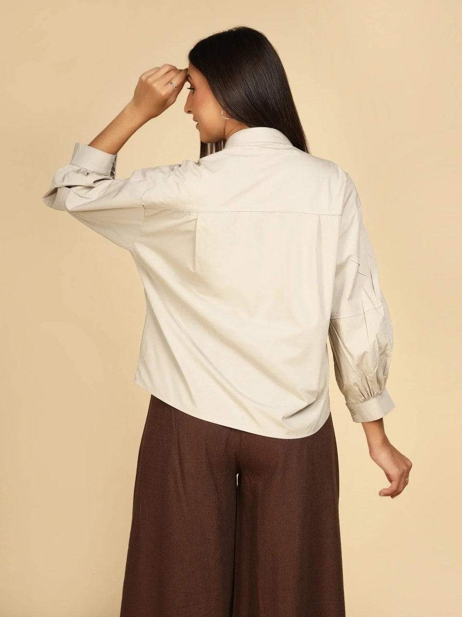 Textured Blossom Embroidered Shirt - LEYR