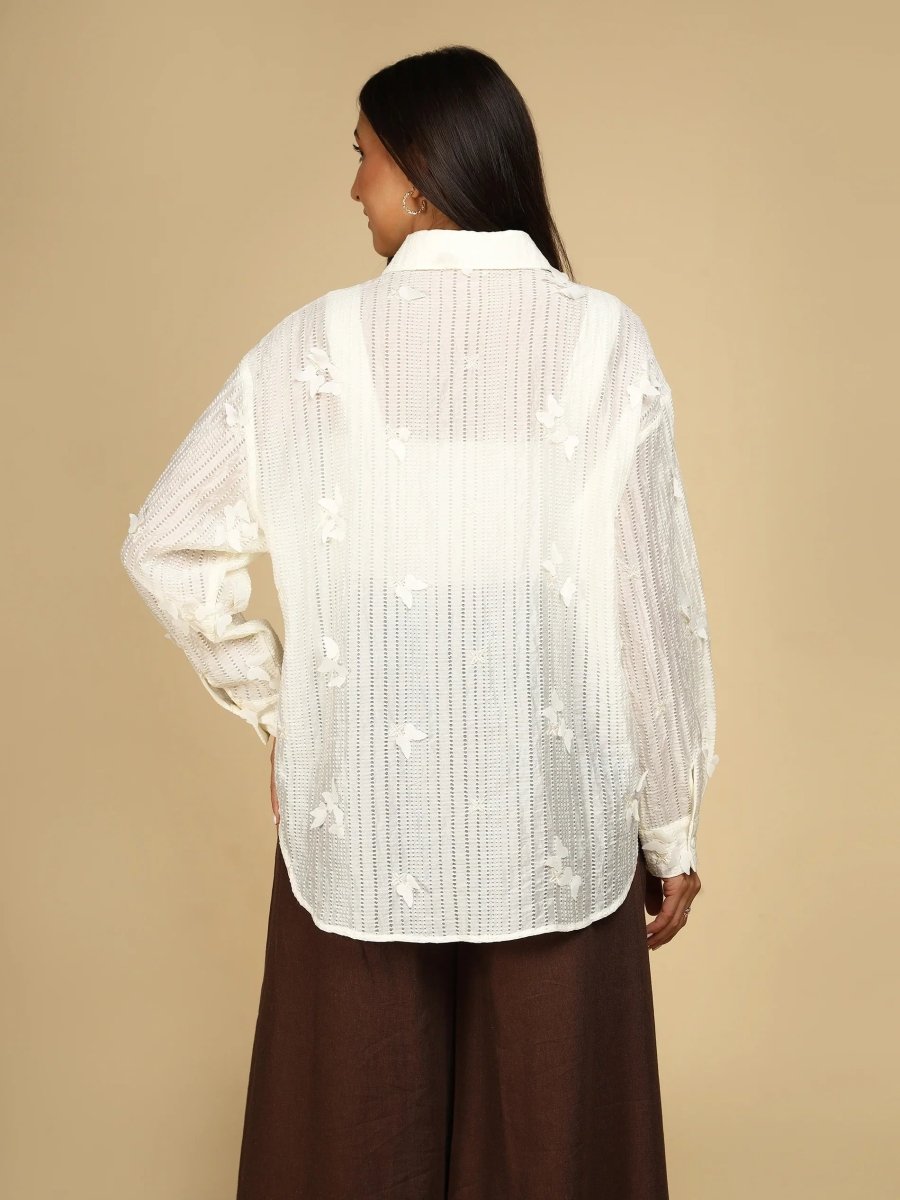 Ivory Whisper 3D Butterfly Shirt - LEYR