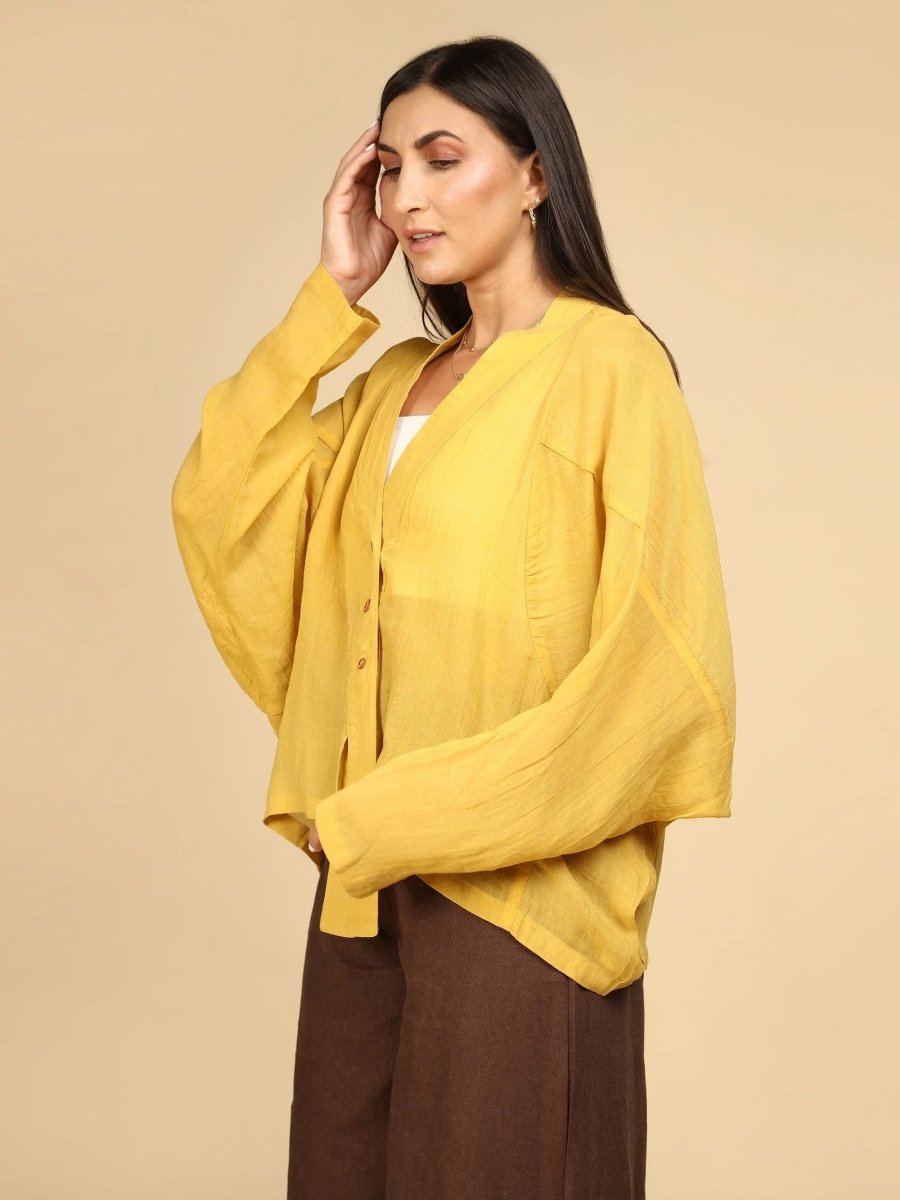 Breeze Flared Sleeve Shirt Shrug Cardigan - LEYR