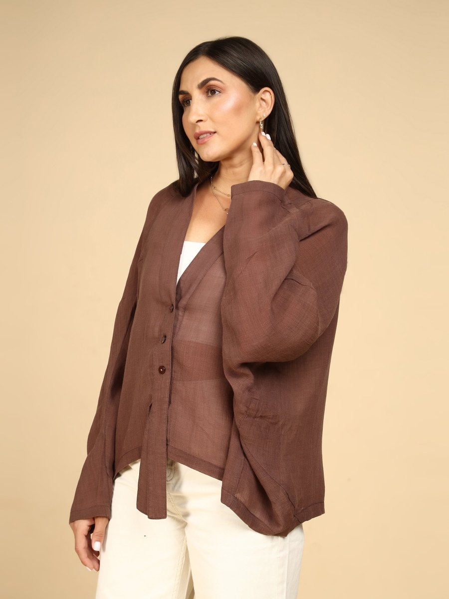 Breeze Flared Sleeve Shirt Shrug Cardigan - LEYR