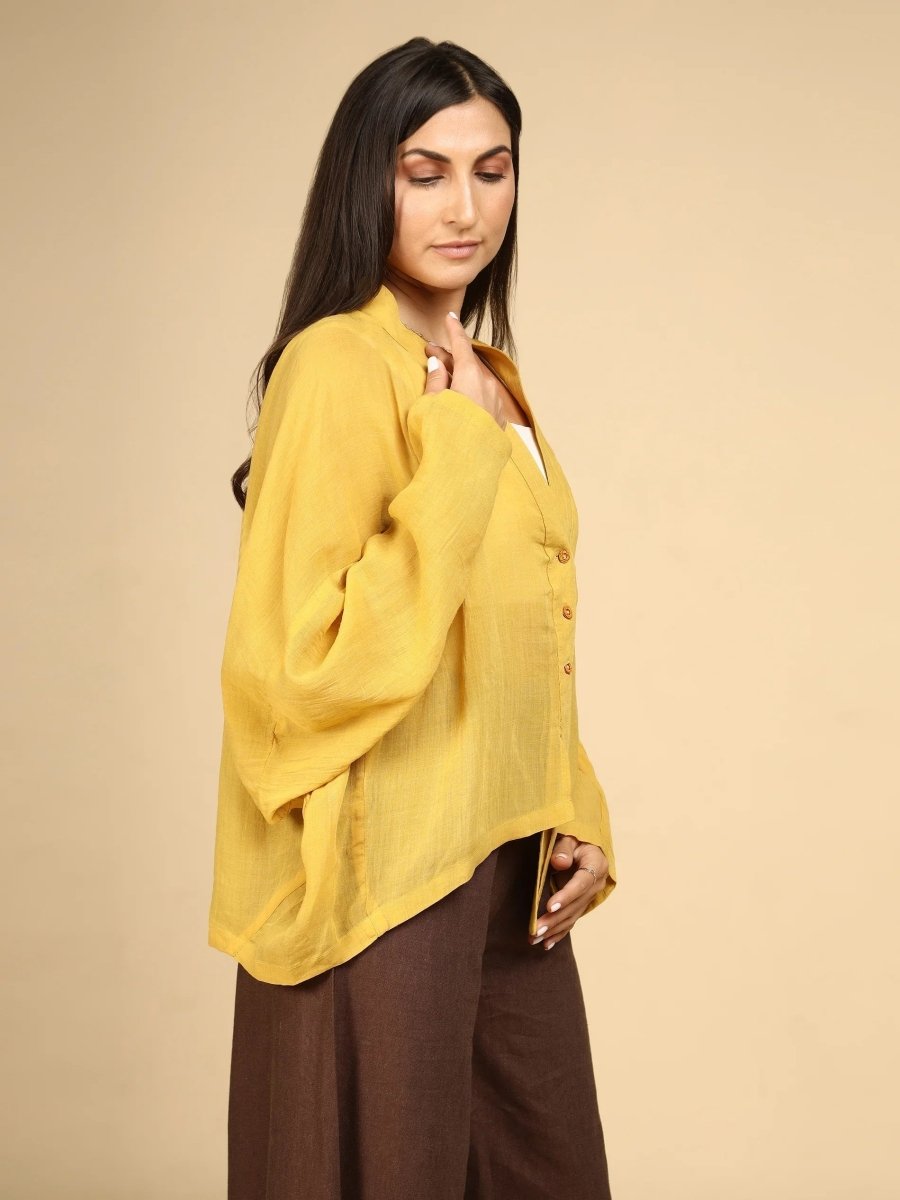 Breeze Flared Sleeve Shirt Shrug Cardigan - LEYR