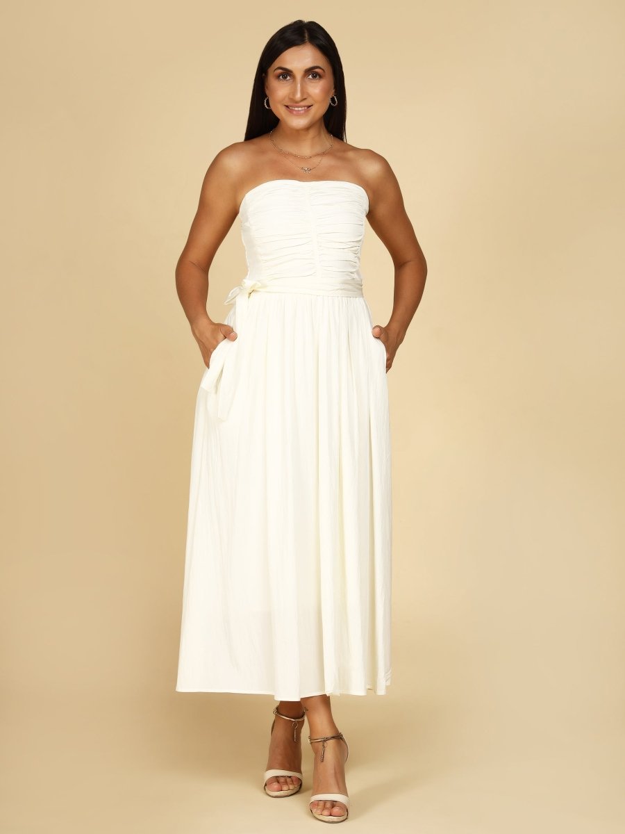 Muse Strapless Midi Dress - LEYR