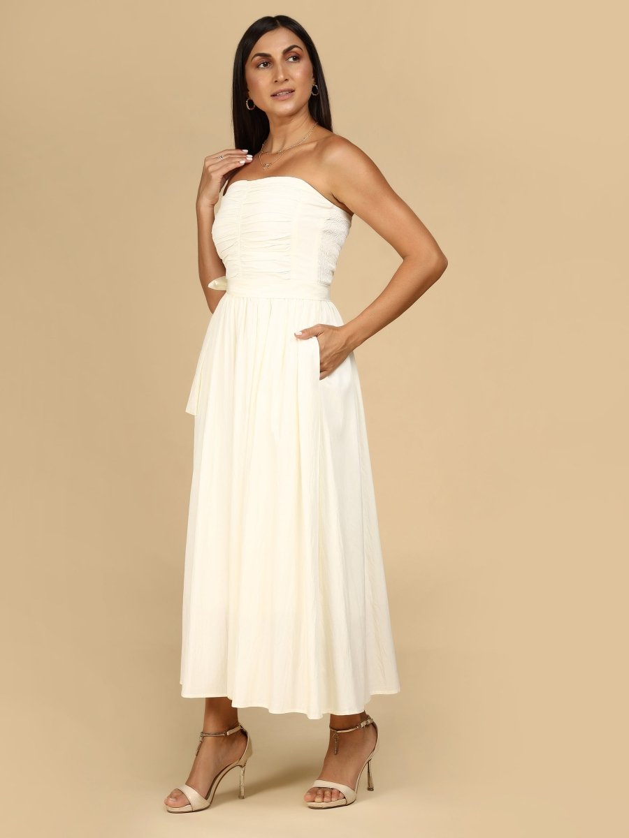 Muse Strapless Midi Dress - LEYR