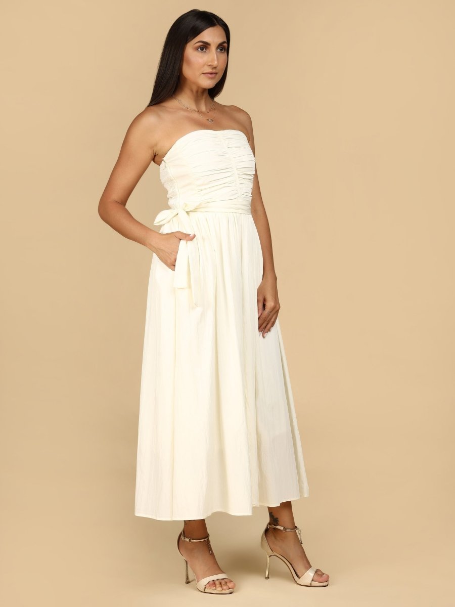 Muse Strapless Midi Dress - LEYR