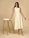 Vanilla Grace Sleeveless Midi Dress with Lace Scarf - LEYR