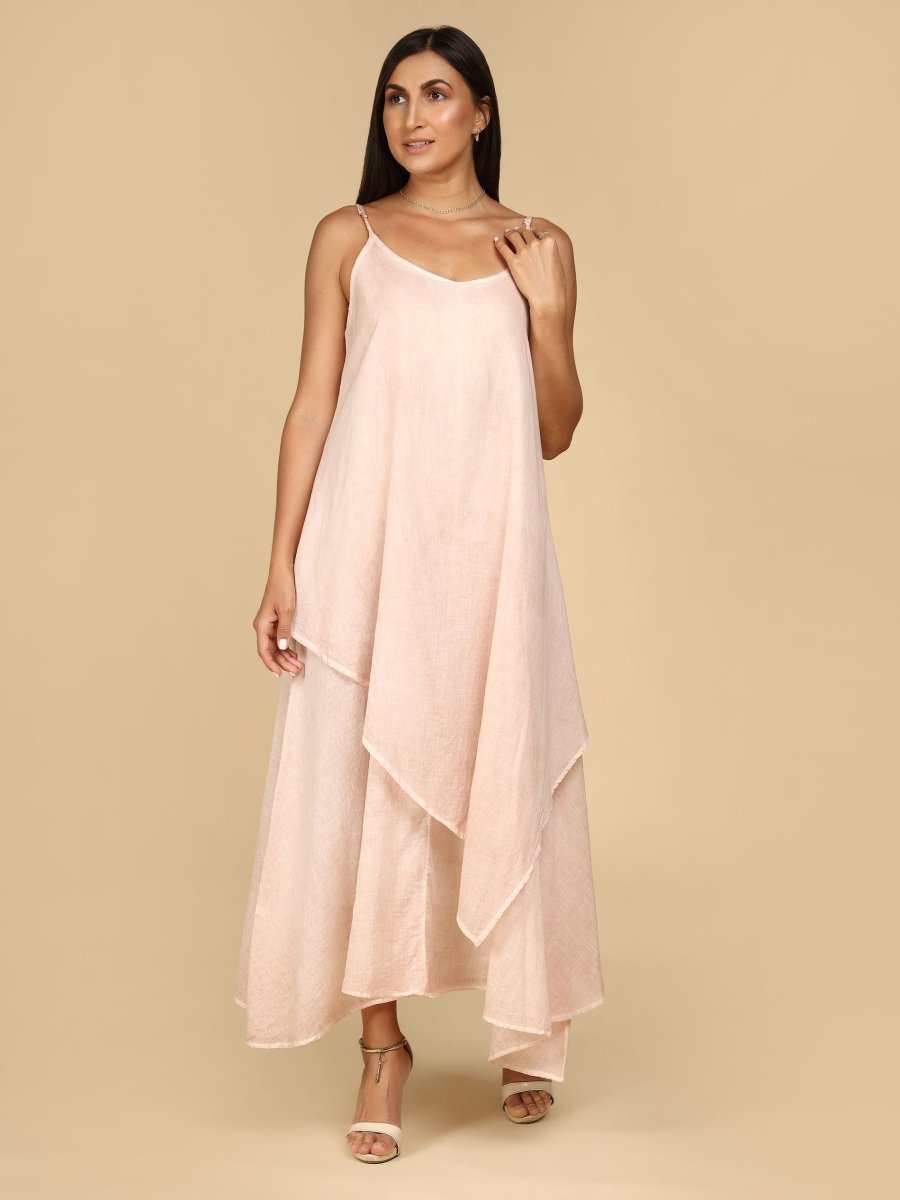 Layered Linen Asymmetry Dress - LEYR
