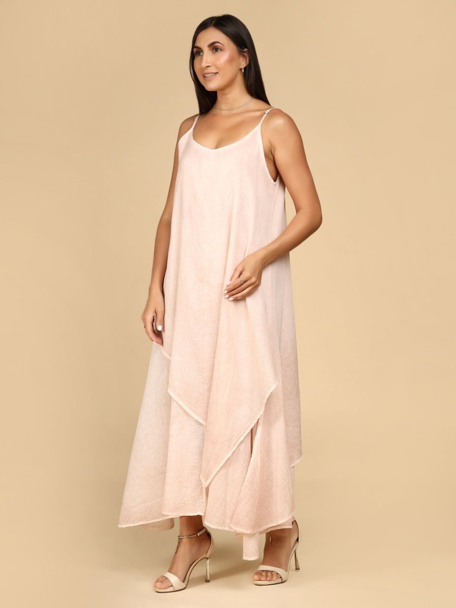 Layered Linen Asymmetry Dress - LEYR