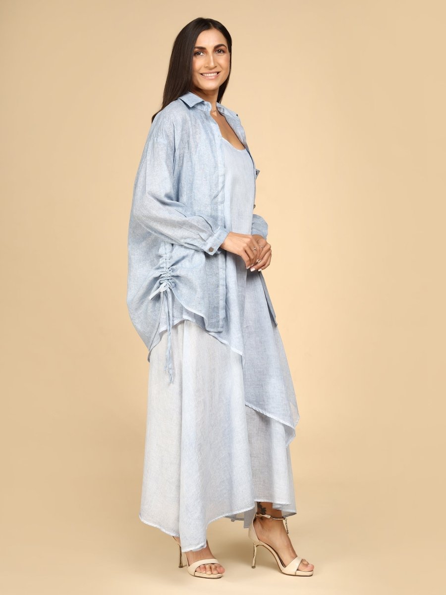 Layered Linen Asymmetry Dress - LEYR