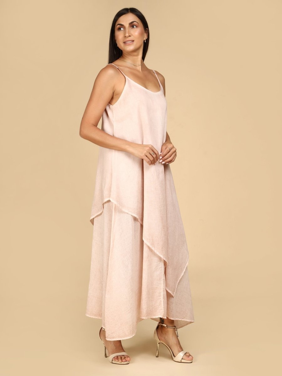 Layered Linen Asymmetry Dress - LEYR