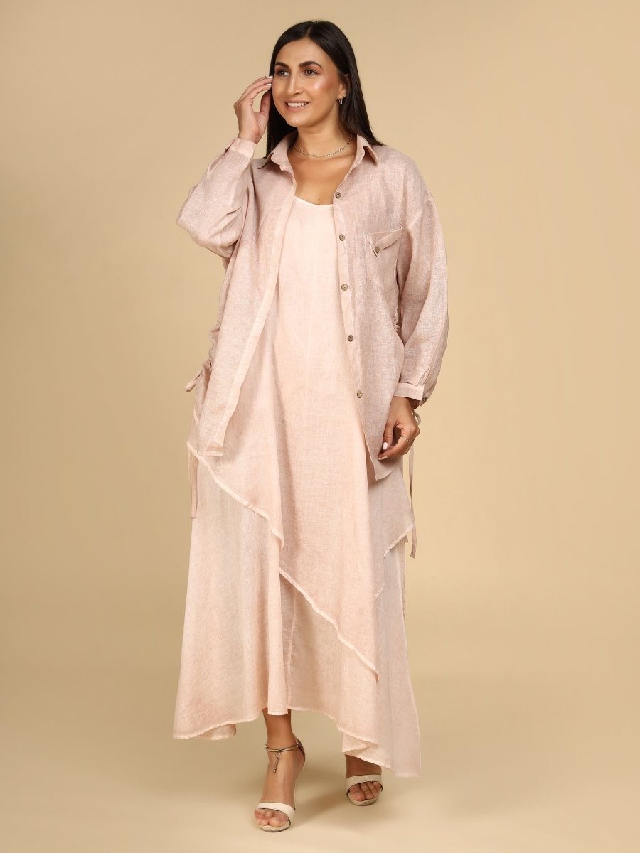 Layered Linen Asymmetry Dress - LEYR