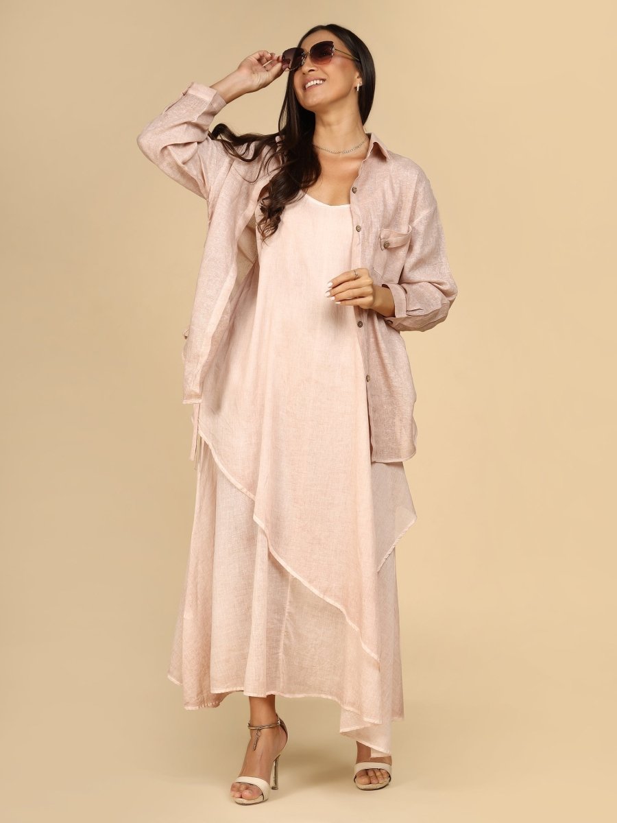 Layered Linen Asymmetry Dress - LEYR