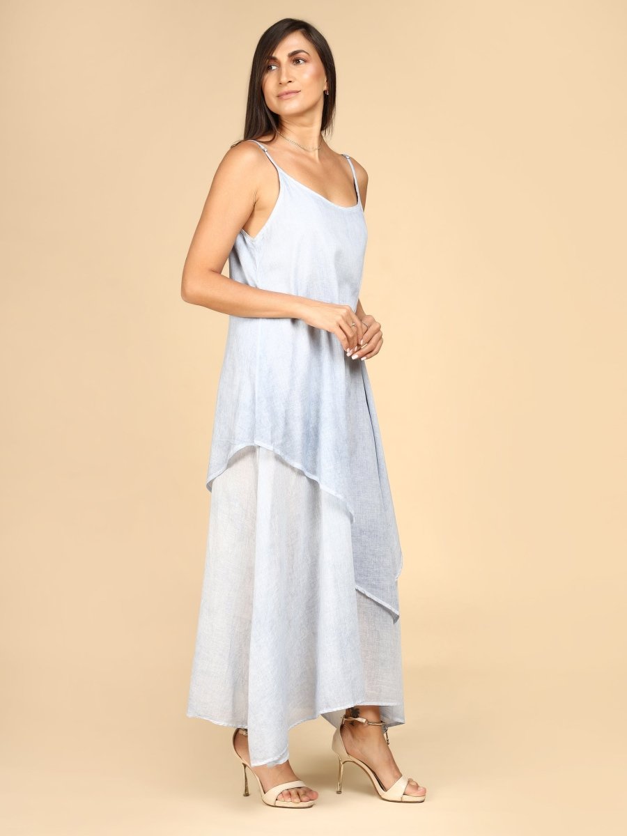 Layered Linen Asymmetry Dress - LEYR