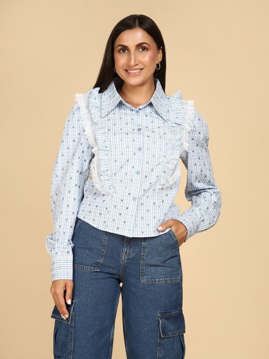 Ruffled Checkered Shirt - LEYR