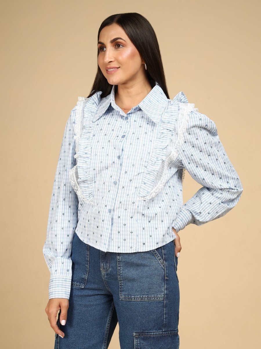 Ruffled Checkered Shirt - LEYR