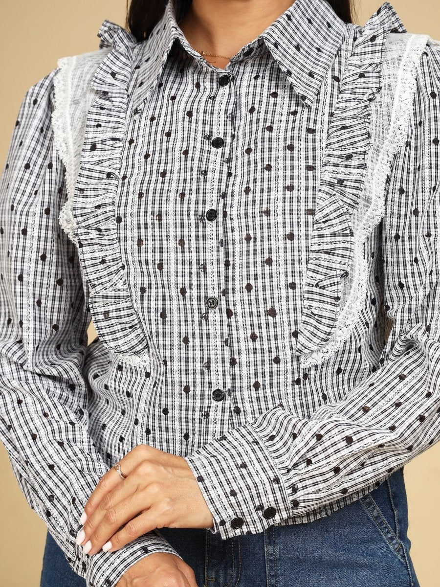 Ruffled Checkered Shirt - LEYR