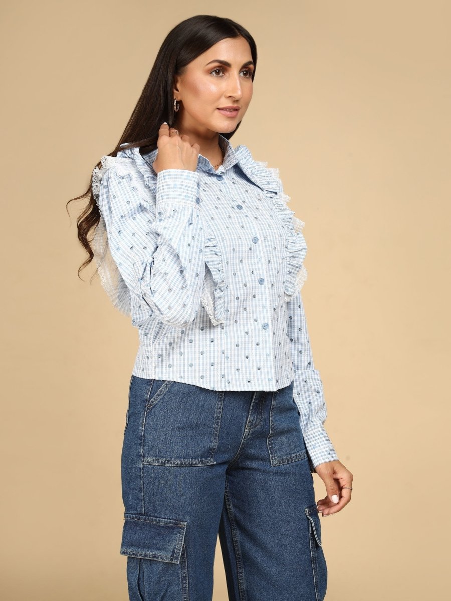 Ruffled Checkered Shirt - LEYR