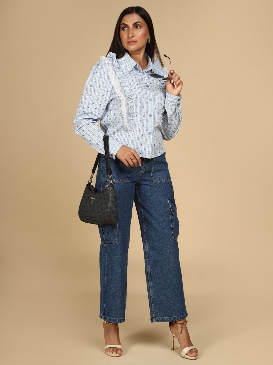 Ruffled Checkered Shirt - LEYR