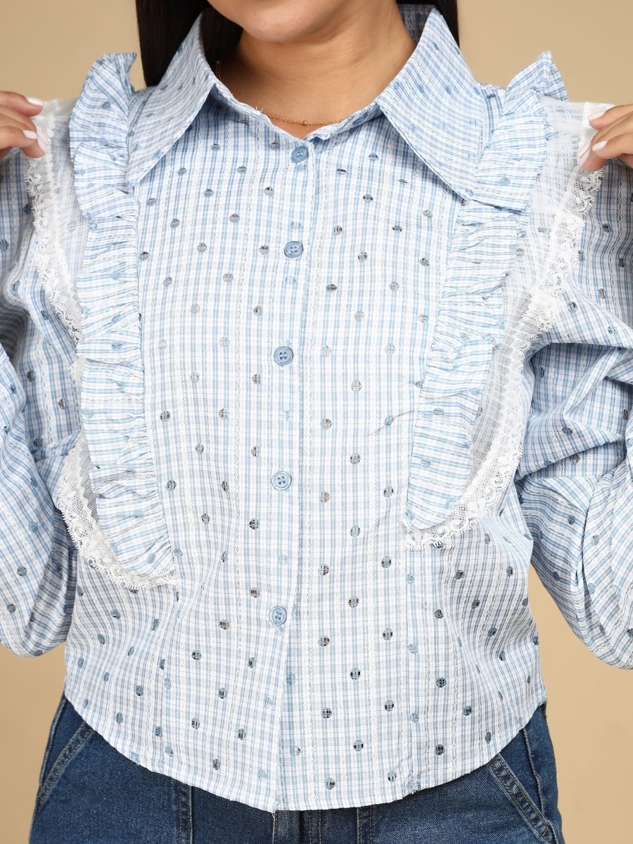 Ruffled Checkered Shirt - LEYR