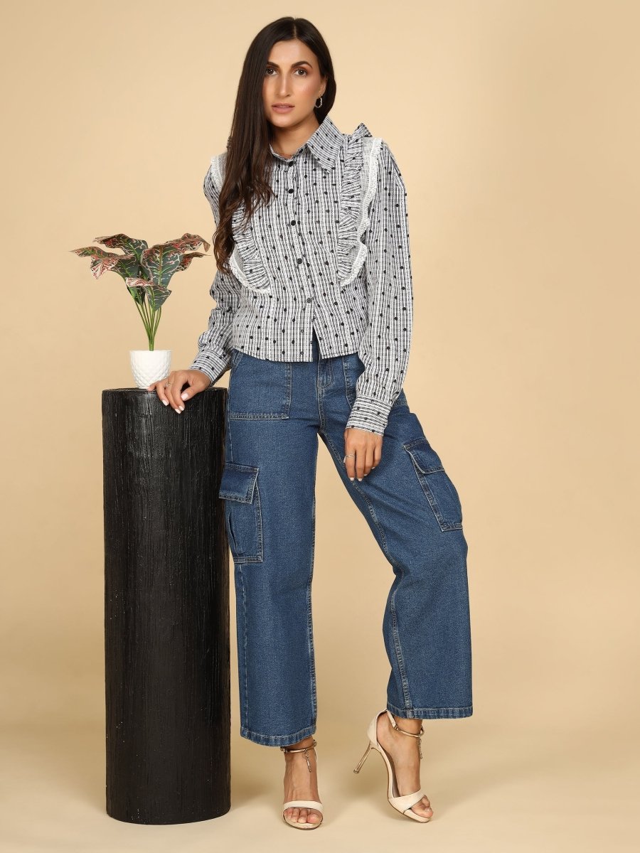Ruffled Checkered Shirt - LEYR