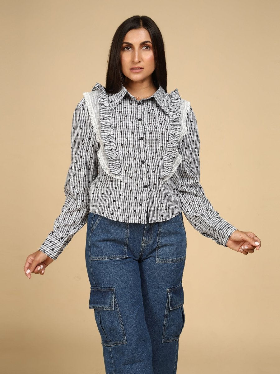 Ruffled Checkered Shirt - LEYR