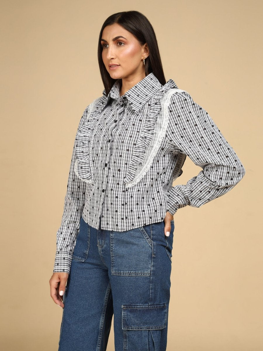 Ruffled Checkered Shirt - LEYR