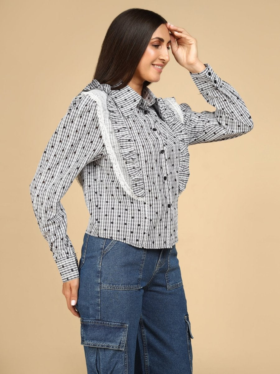 Ruffled Checkered Shirt - LEYR