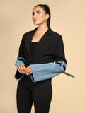 Denim-Cuff Hybrid Crop Black Blazer - LEYR