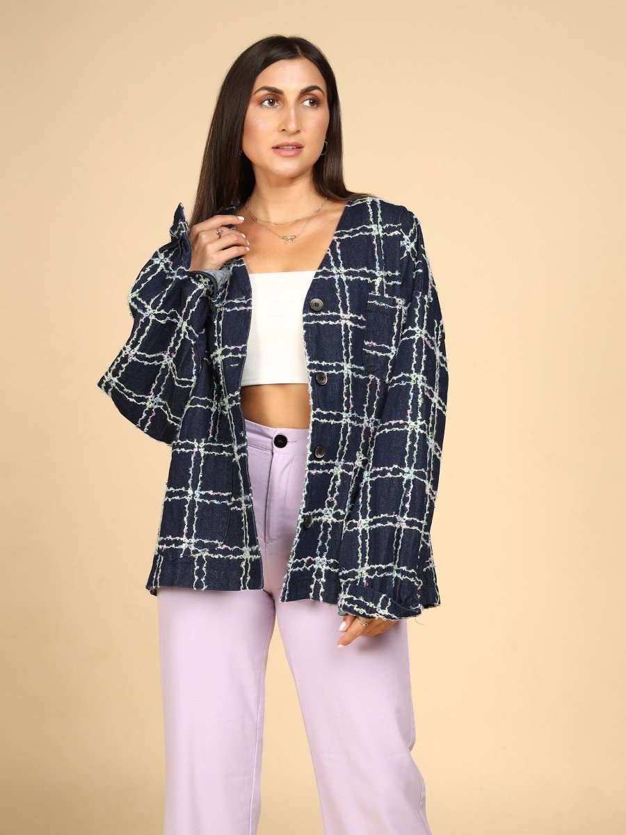 Midnight Grid Textured Jacket - LEYR