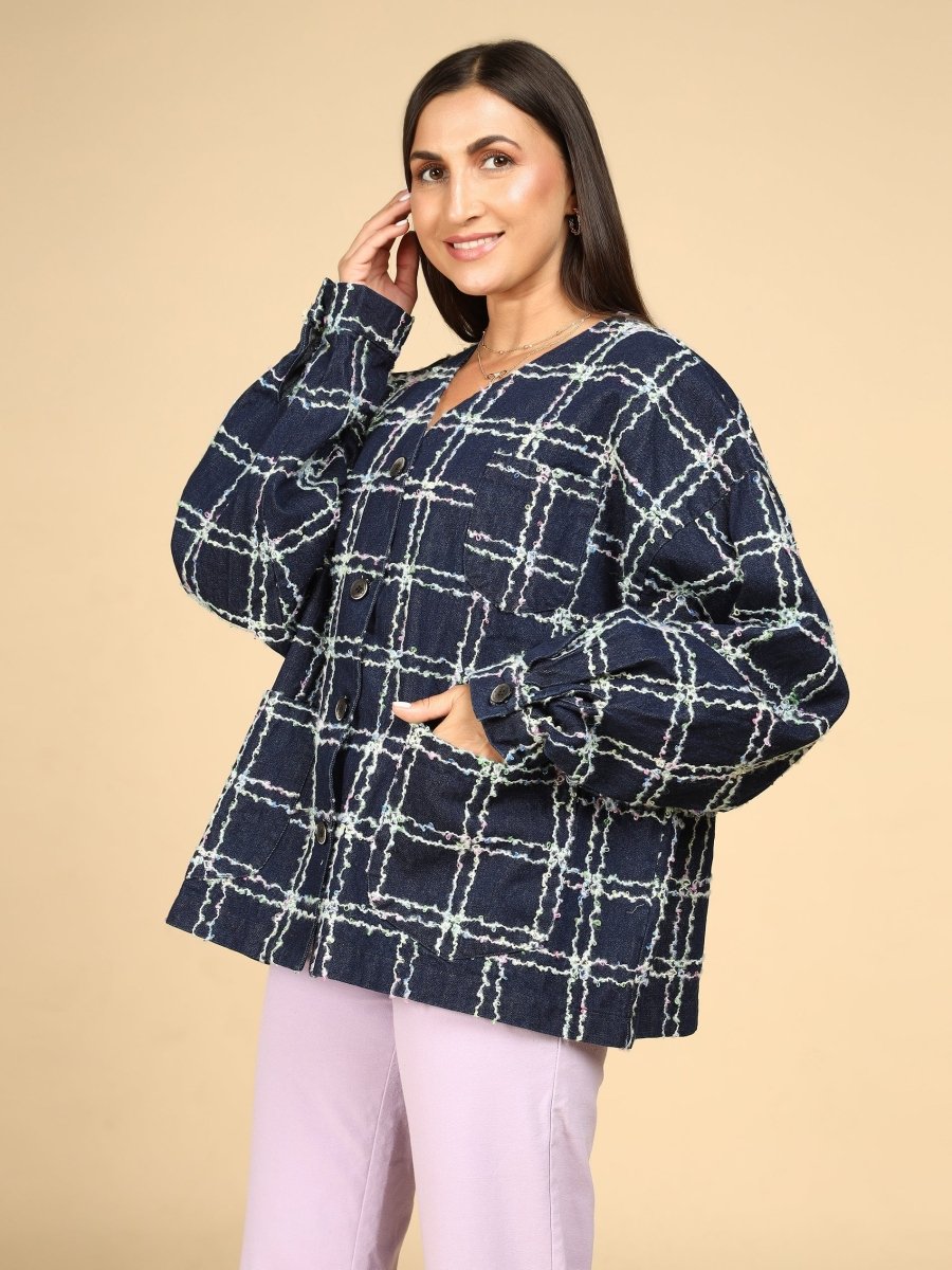 Midnight Grid Textured Jacket - LEYR