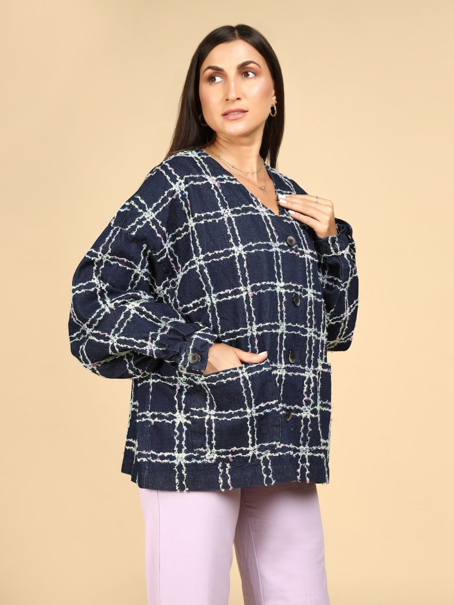 Midnight Grid Textured Jacket - LEYR