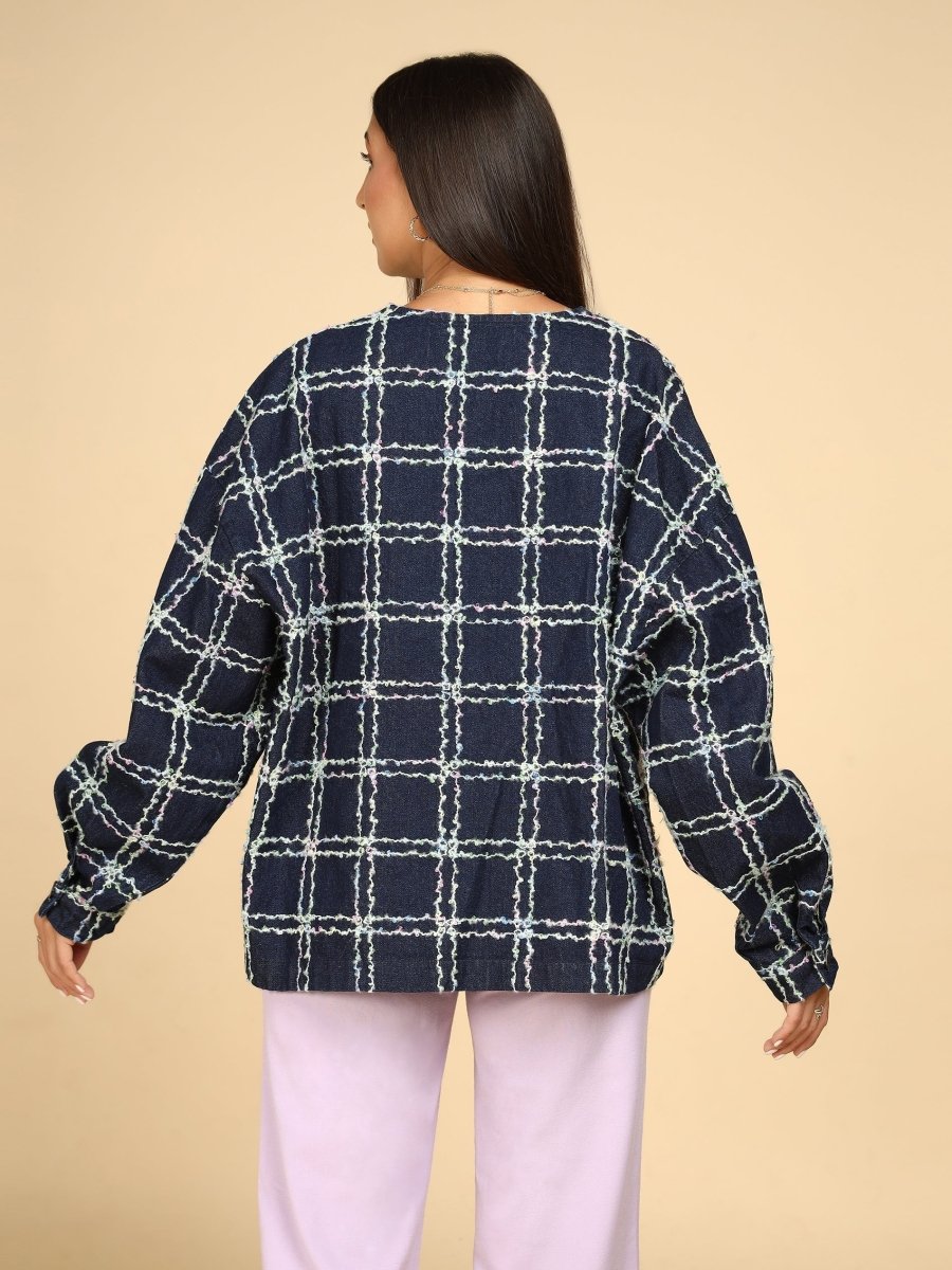 Midnight Grid Textured Jacket - LEYR