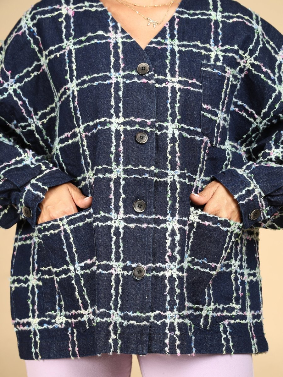 Midnight Grid Textured Jacket - LEYR