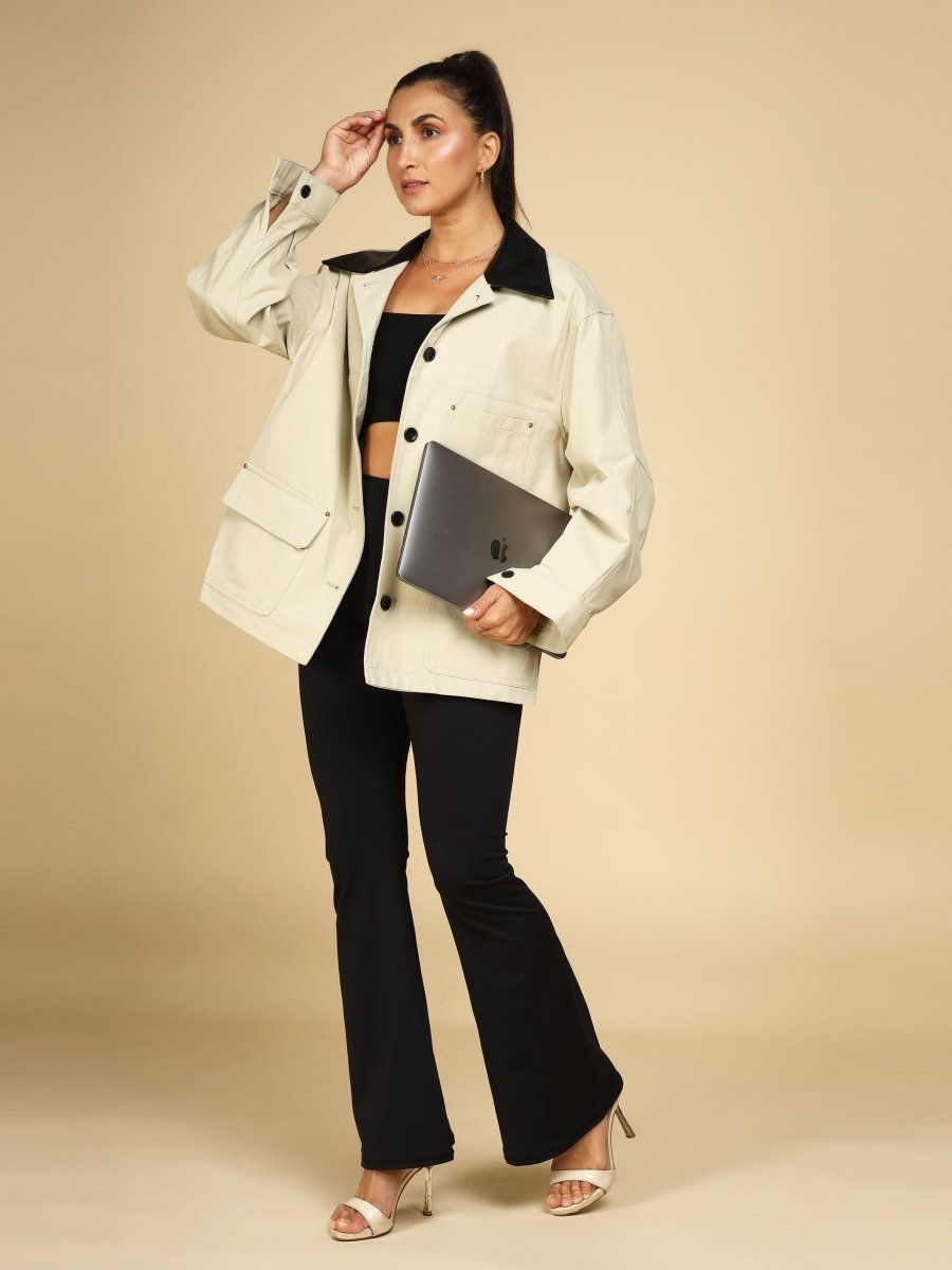 Contrast Collar Utility Jacket - LEYR