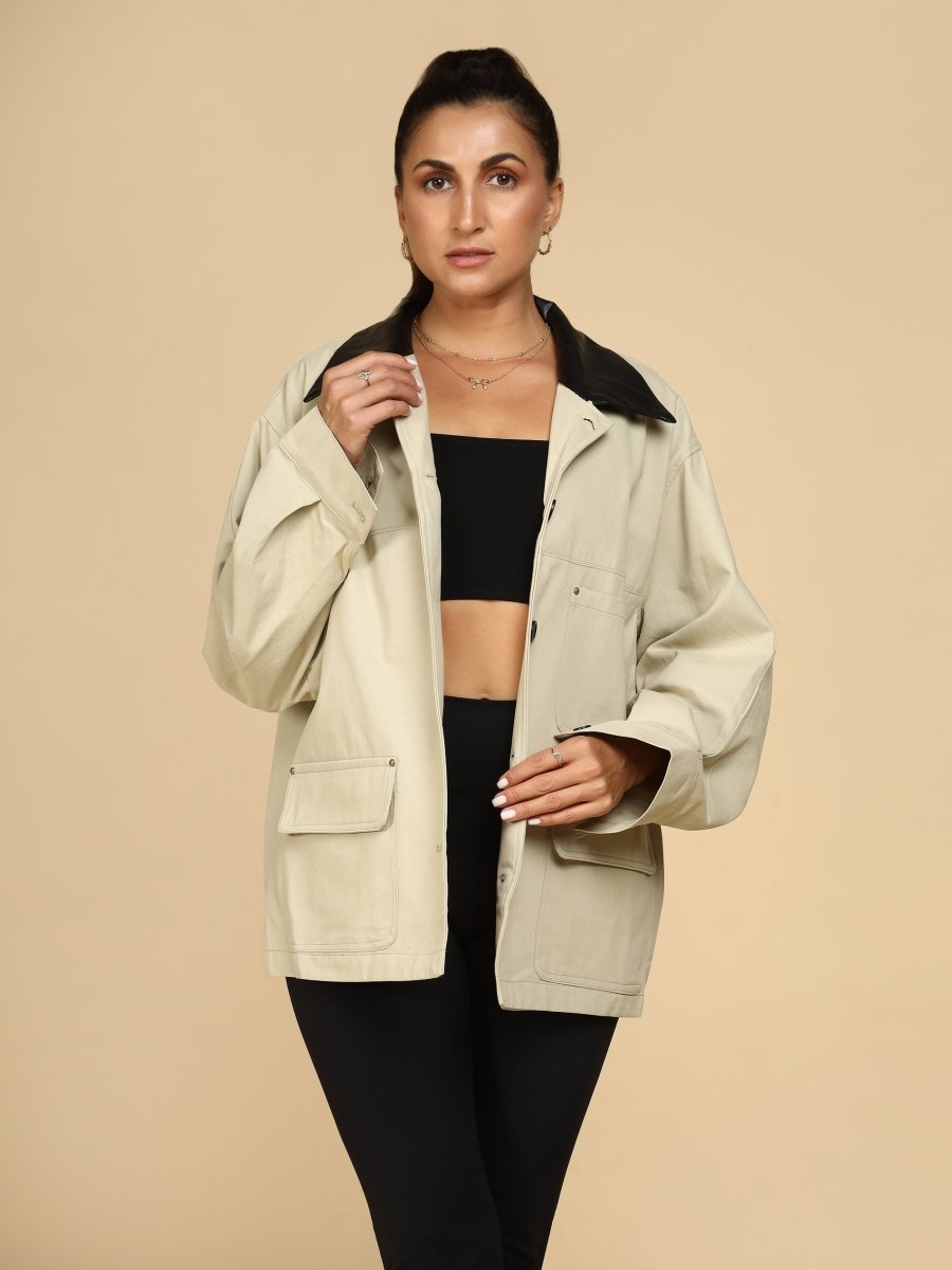 Contrast Collar Utility Jacket - LEYR