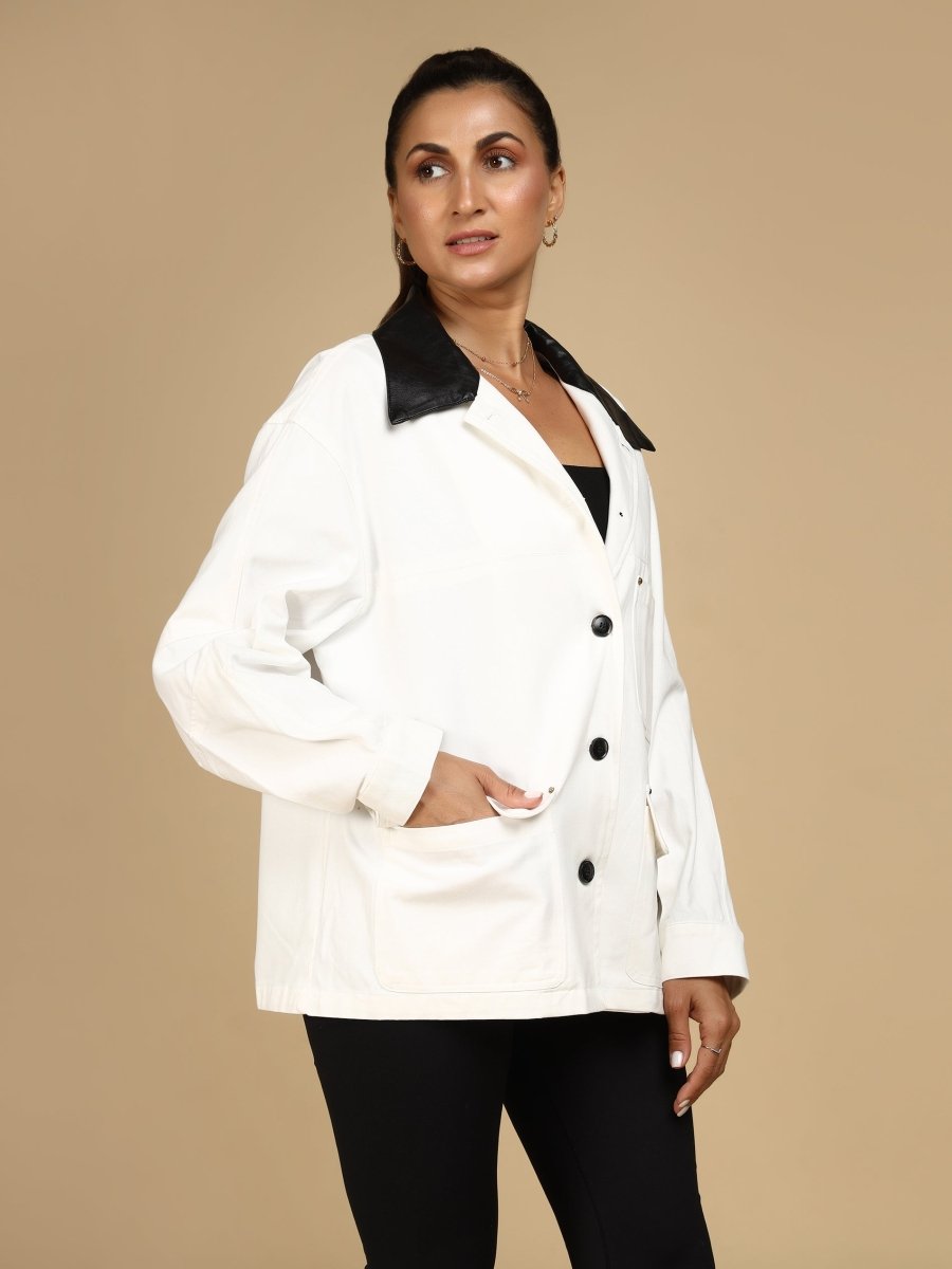 Contrast Collar Utility Jacket - LEYR
